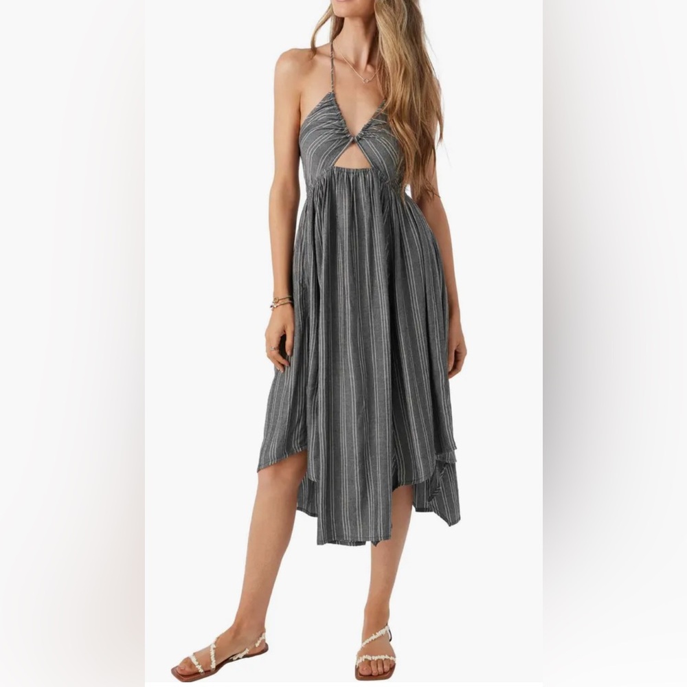 O'Neill Gerri Stripe Cutout Cover-Up Dress (XS, black)